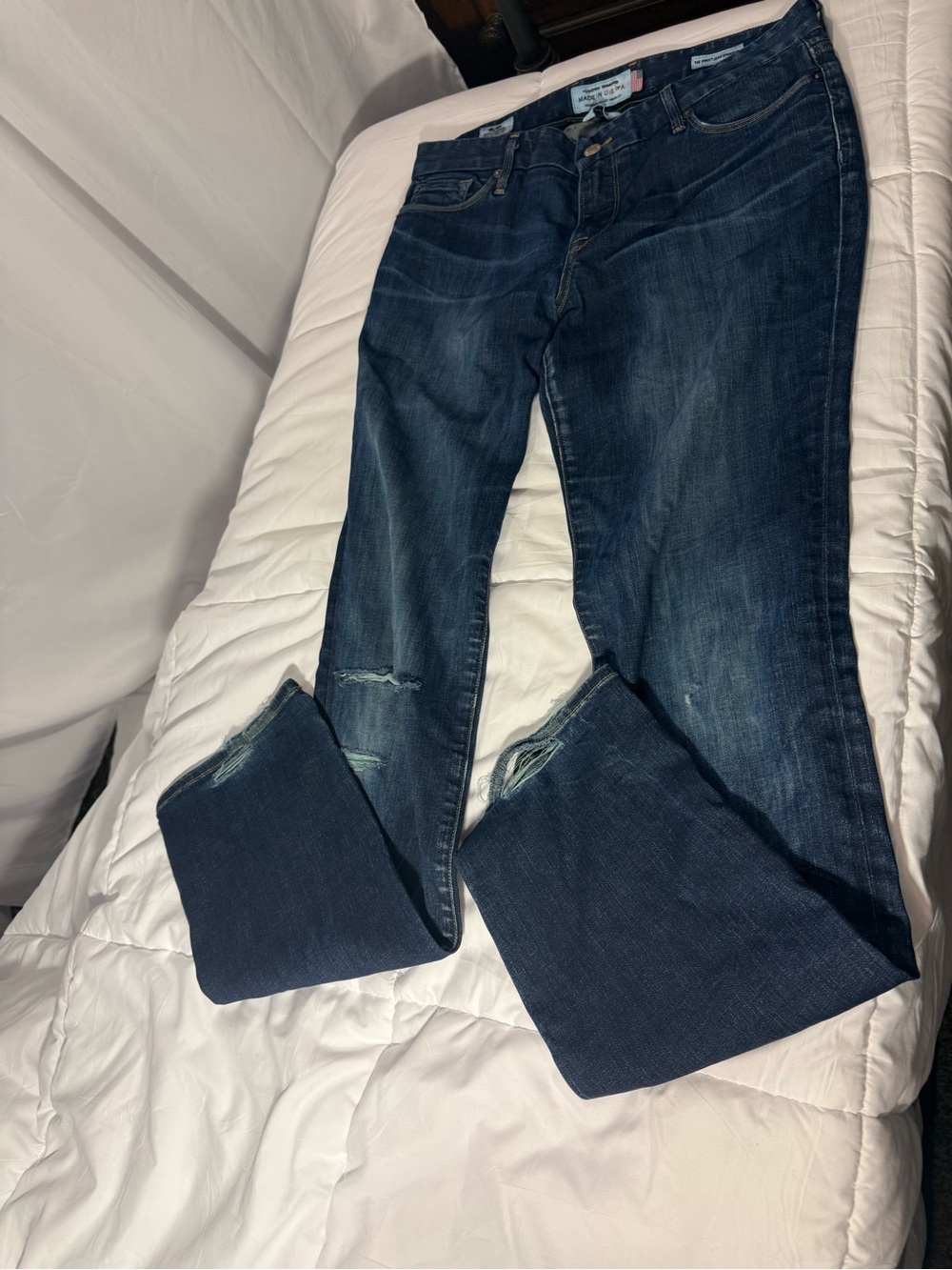 Lucky Brand Dark Blue Bootcut Jeans with Knee Distress